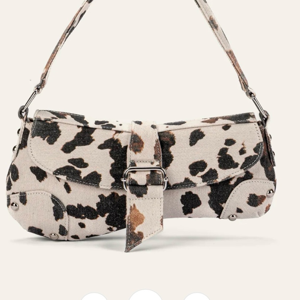 Commense Black and Brown Animal Print Shoulder/ClutchBag